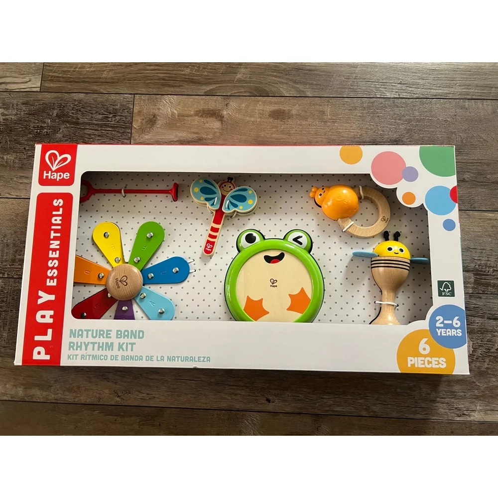 NEW Baby Hape Nature Band Rhythm Kit One Size Green Multicolor Learning Toy